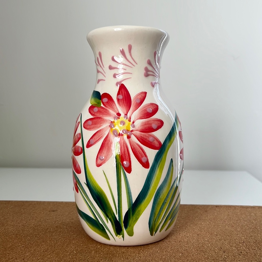 Handmade White Vase with Flower Design